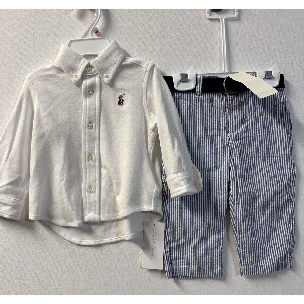NWT Ralph Lauren BABY BOYS 9 MOS SHIRT PANTS SET 2 PC